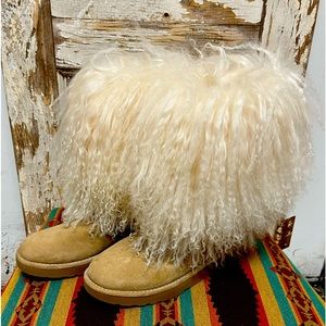 UGG LIDA SHEEPSKIN CUFFWOMEN SHORT BOOTS NATURAL US 8 /UK 6.5 /EU 39